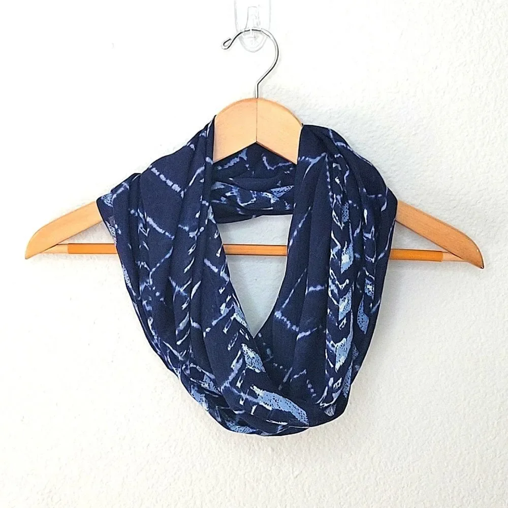 CECIL Blue Cream Lightweight Casual Infinity Scarf OS